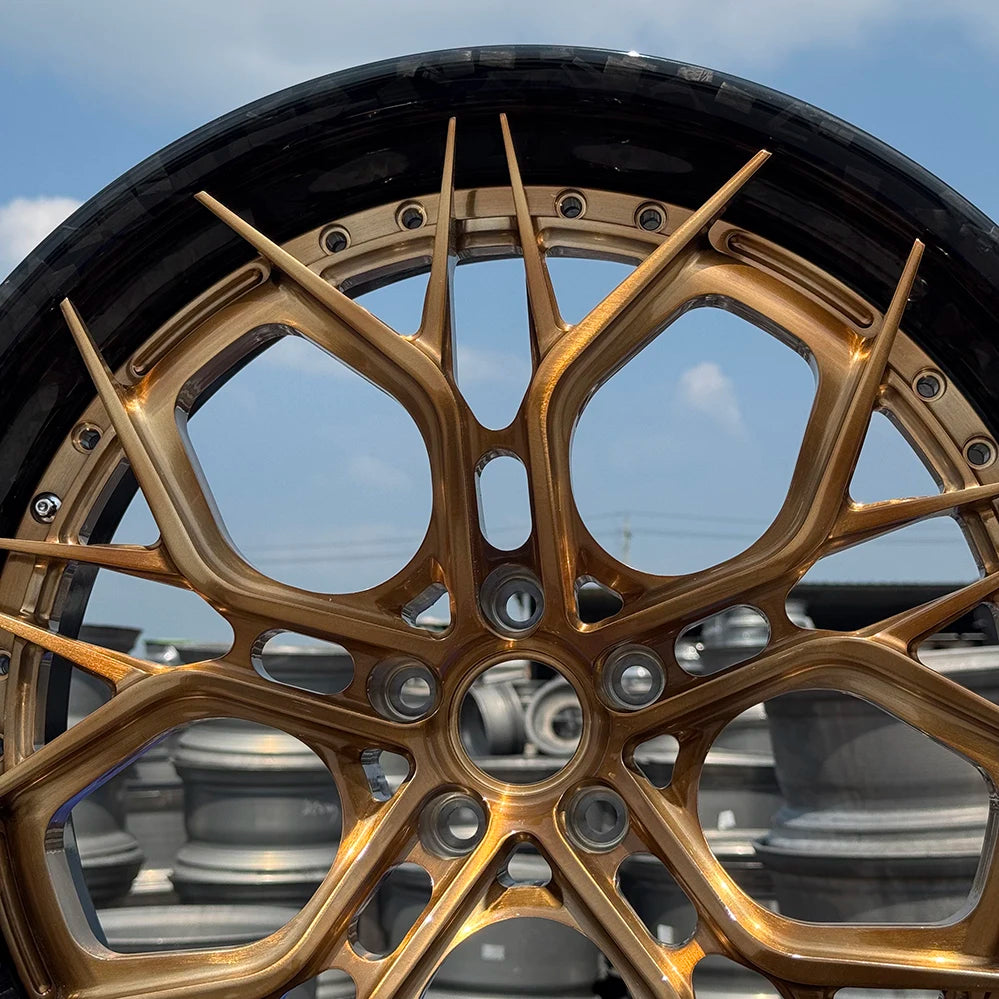 19 20 21 22 24 26 Inch 2-piece 6061-T6 Alloy Car Wheels Custom 5x114.3 Forged Carbon Fiber Wheels for Luxury Car