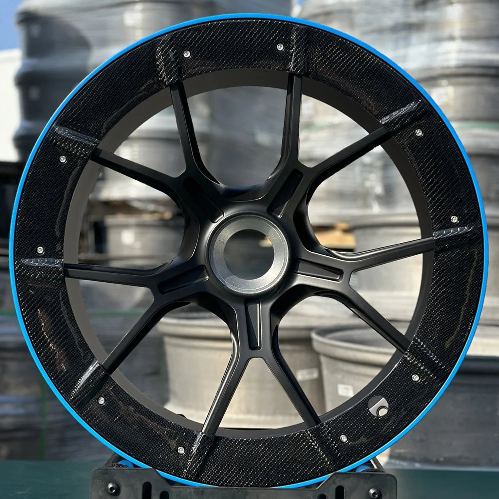 Monoblock Wheels Custom Aluminum Alloy Rims with Carbon Fiber Ring 19 20 21 22 24 26 Inch Forged Passenger Car Wheels