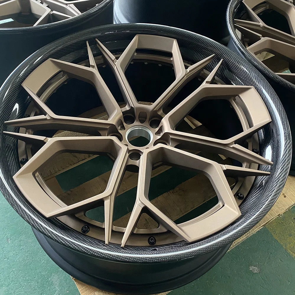 Brand 6061-T6 Aluminum Alloy Car Wheels Lips Covered with Carbon Fiber Coating Forged Custom Wheels