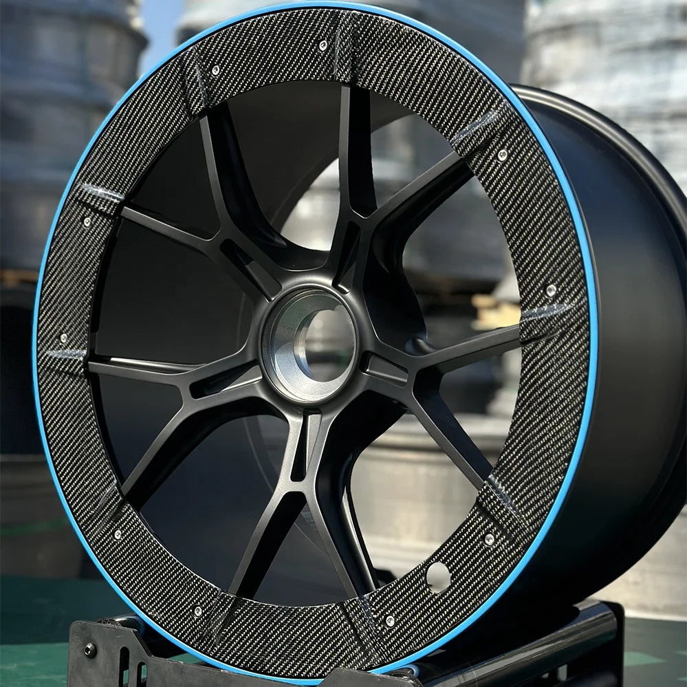 Monoblock Wheels Custom Aluminum Alloy Rims with Carbon Fiber Ring 19 20 21 22 24 26 Inch Forged Passenger Car Wheels