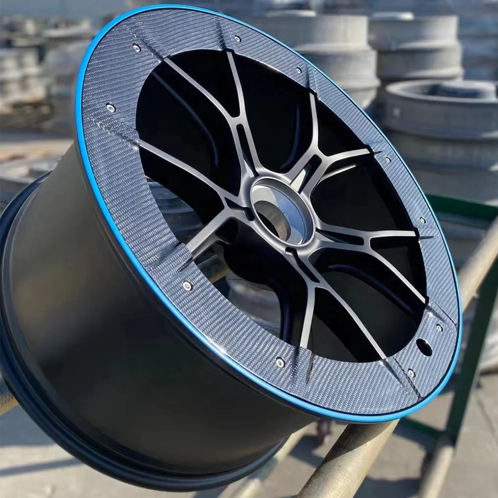 Monoblock Wheels Custom Aluminum Alloy Rims with Carbon Fiber Ring 19 20 21 22 24 26 Inch Forged Passenger Car Wheels