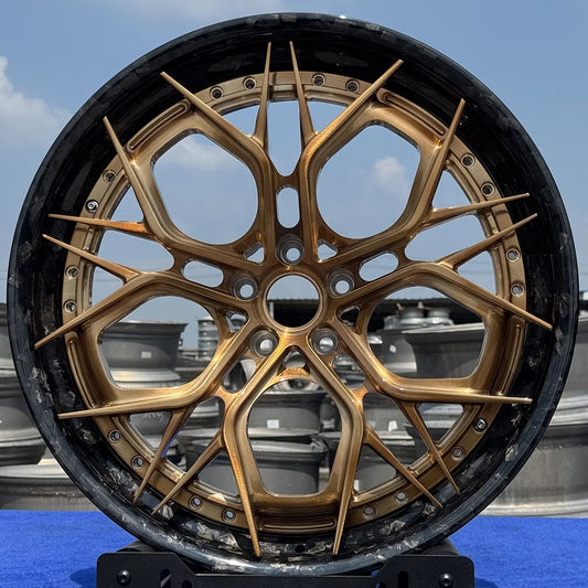 19 20 21 22 24 26 Inch 2-piece 6061-T6 Alloy Car Wheels Custom 5x114.3 Forged Carbon Fiber Wheels for Luxury Car