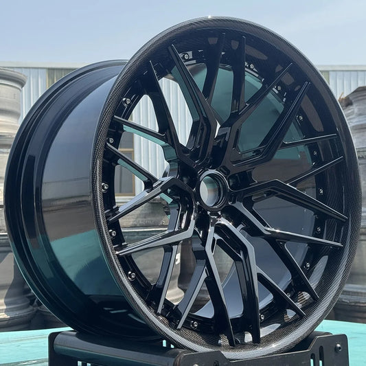 High Quality 19 20 21 22 24 Inch Forged 2-piece Wheel Style Custom 5x114.3 6061-T6 Alloy Carbon Fiber Car Wheels