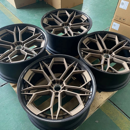Brand 6061-T6 Aluminum Alloy Car Wheels Lips Covered with Carbon Fiber Coating Forged Custom Wheels