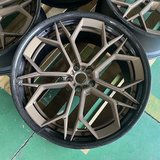 Brand 6061-T6 Aluminum Alloy Car Wheels Lips Covered with Carbon Fiber Coating Forged Custom Wheels